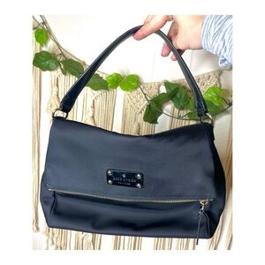 Kate Spade Authentic Miri Blake Avenue Black Nylon Foldover Shoulder Bag